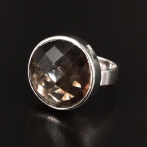 Sterling Round Smoky Quartz ring